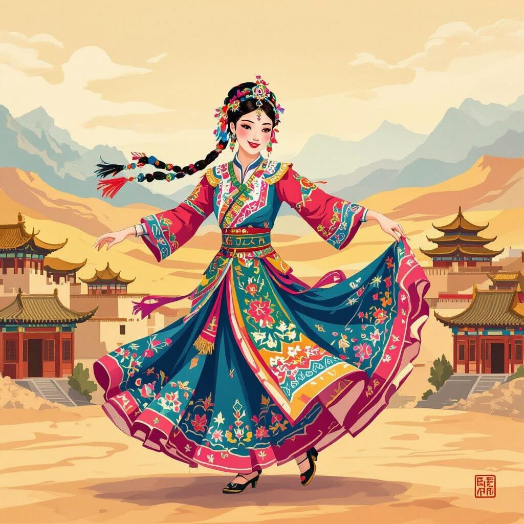 Uyghur Dancer Celebrates Festival in Xinjiang