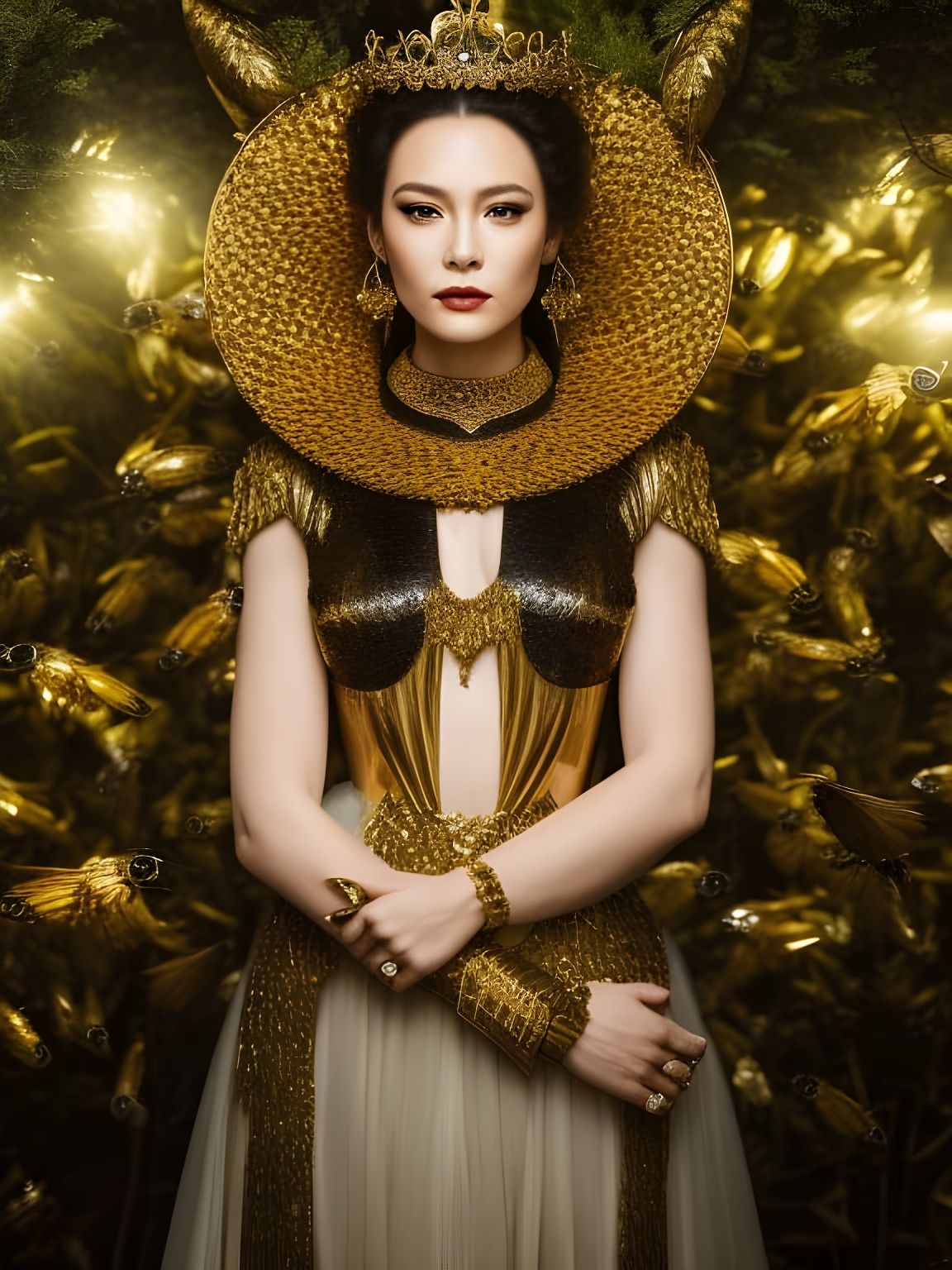 Bee Queen Fantasy Portrait in Cinematic Tones