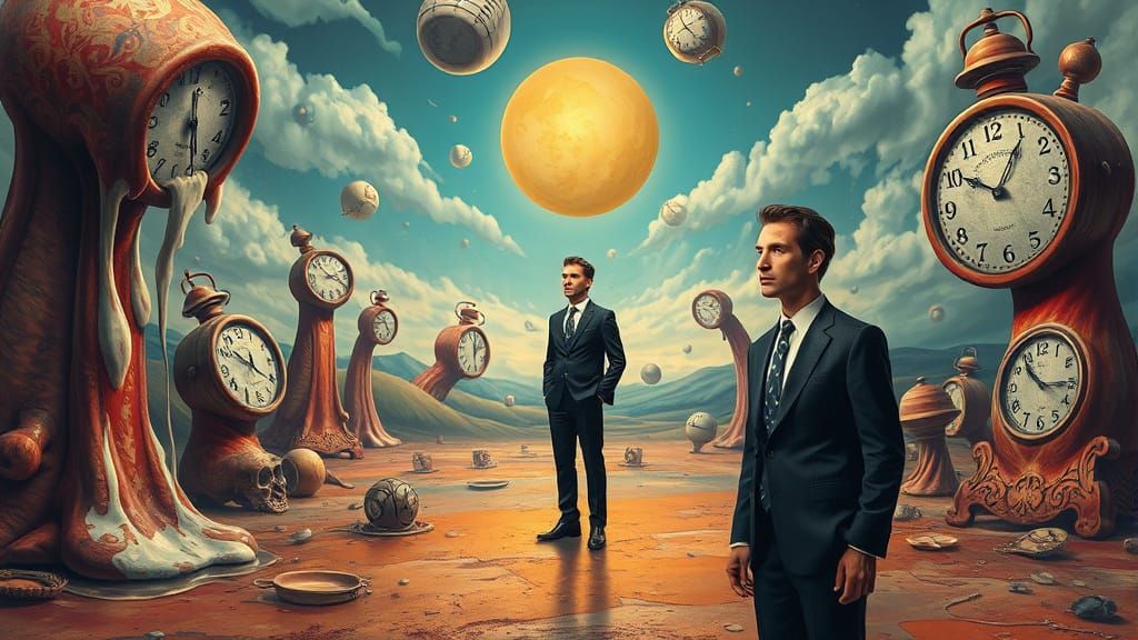 Surreal Figure Contemplates Life, Salvador Dali Style