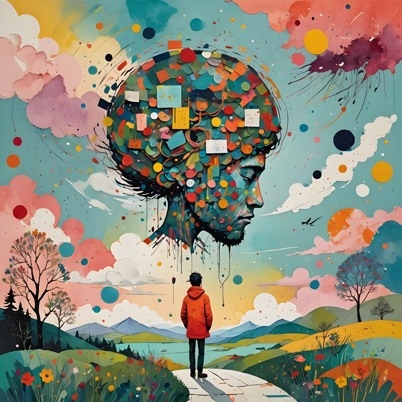 Whirlpool of Emotions in Vibrant Mixed Media