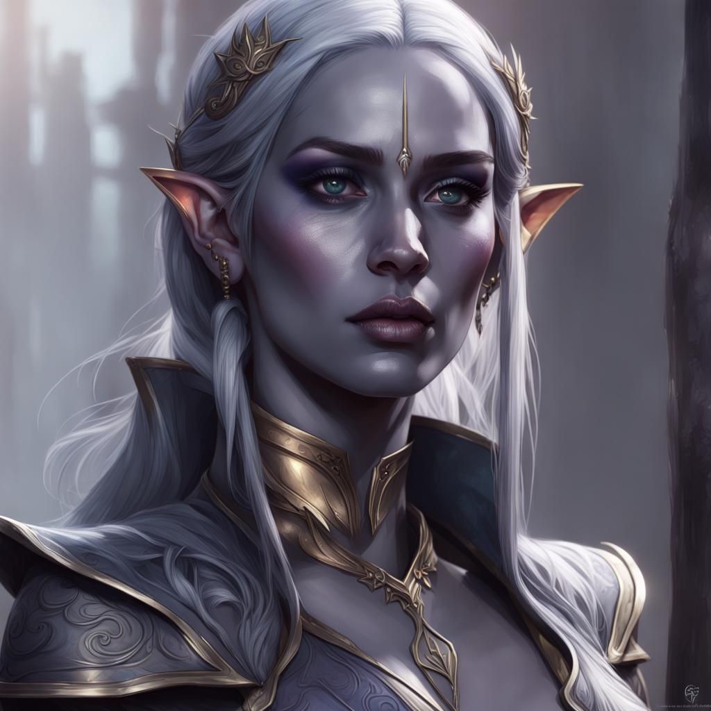 Emily Blunt as a Beautiful Dark Elf Portrait