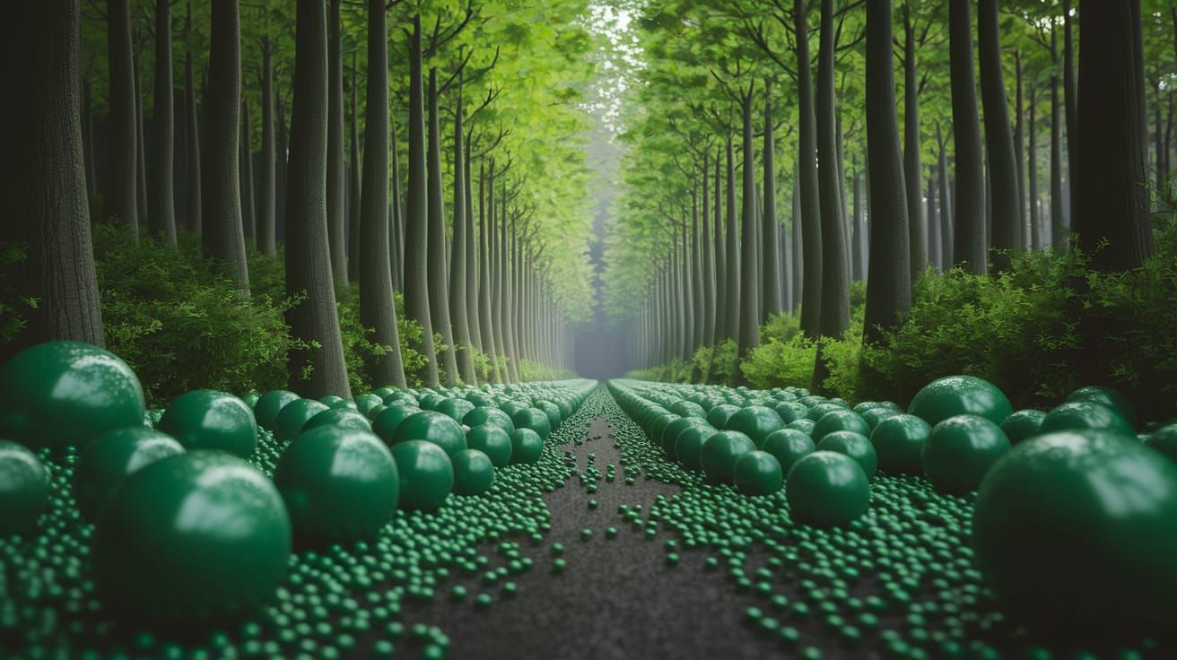 Surreal Forest Path Illuminated by Whispers of Magic