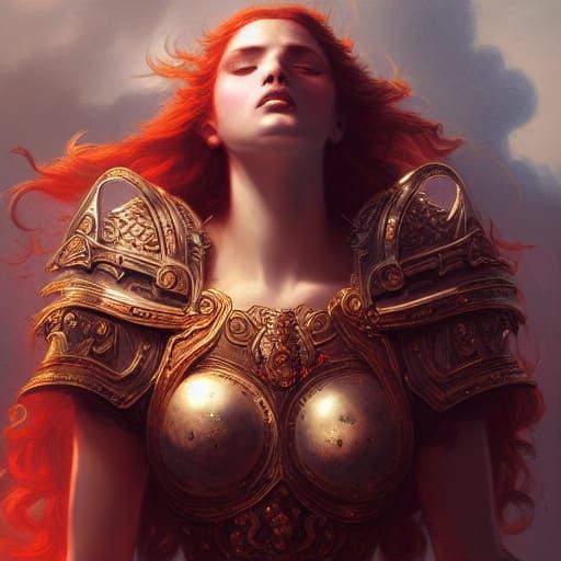 Goddess of Love and War in Ornate Armor