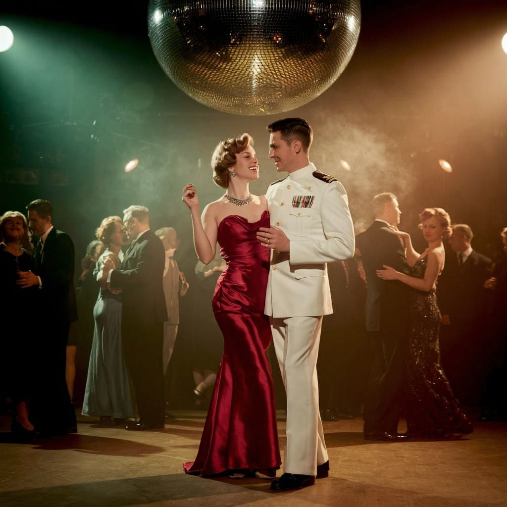Glamorous 1940s Dance in Slim Aarons Style