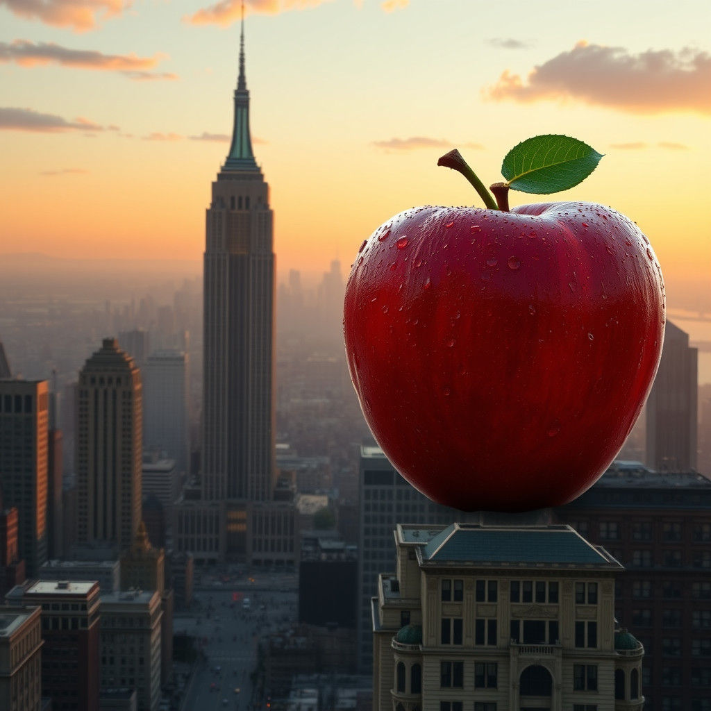 Colossal Apple Topping Empire State Building