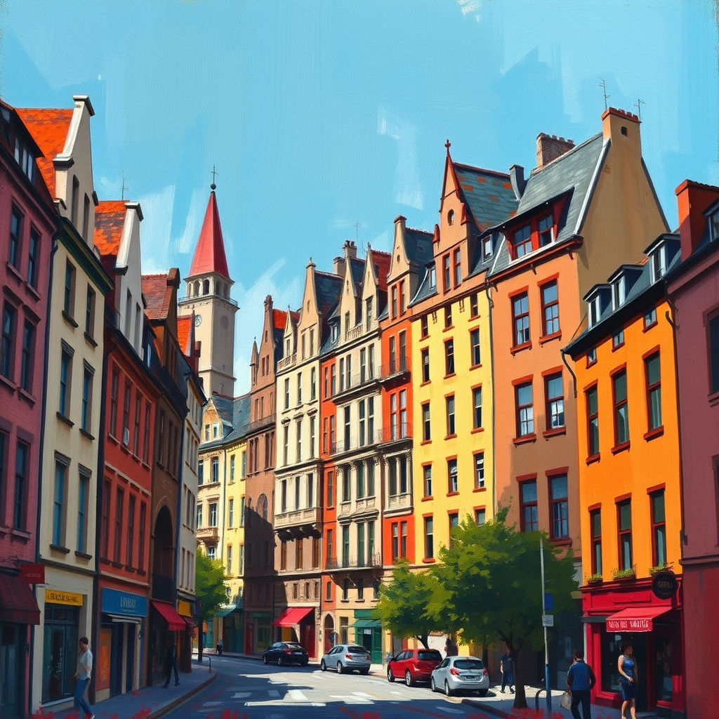 Abstract Cityscape with Expressive Brushstrokes