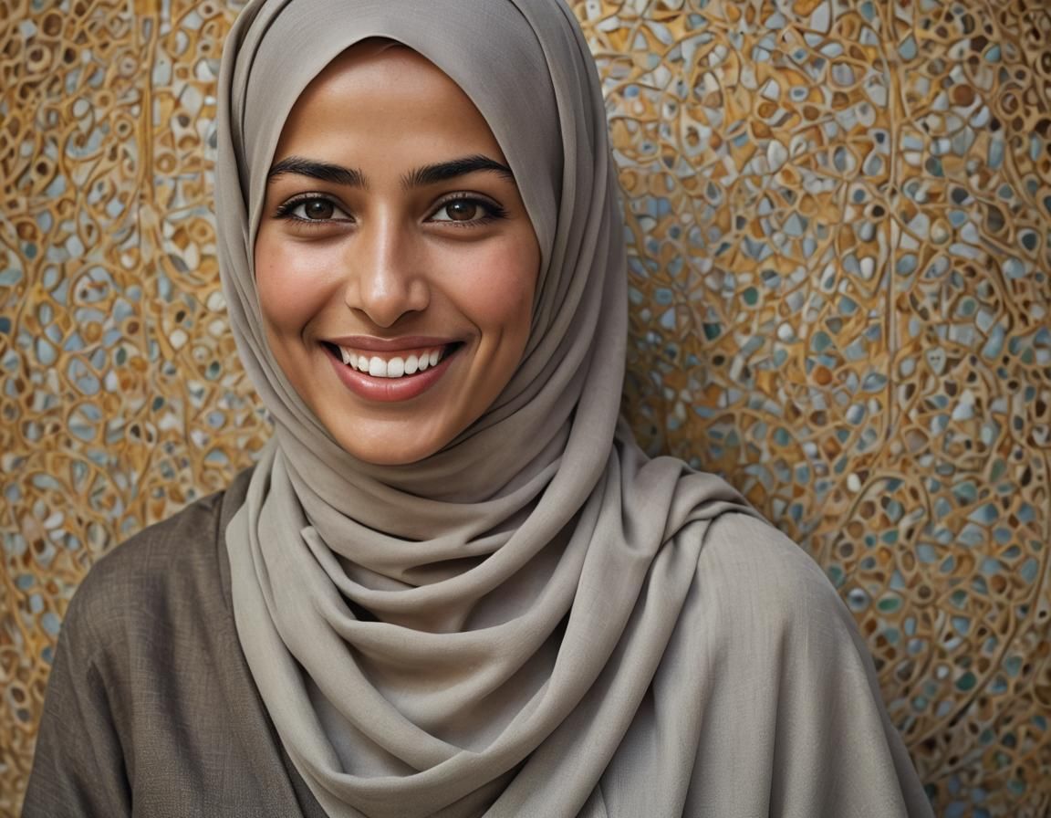 Smiling Arabic Woman in Abaya: Professional Portrait