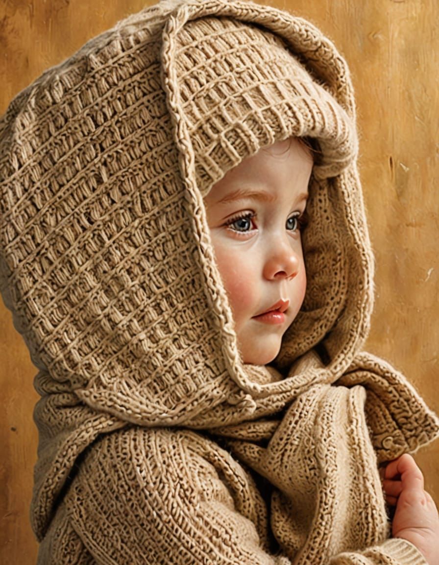 Cozy Baby in Americana Knitted Hat with Earflaps