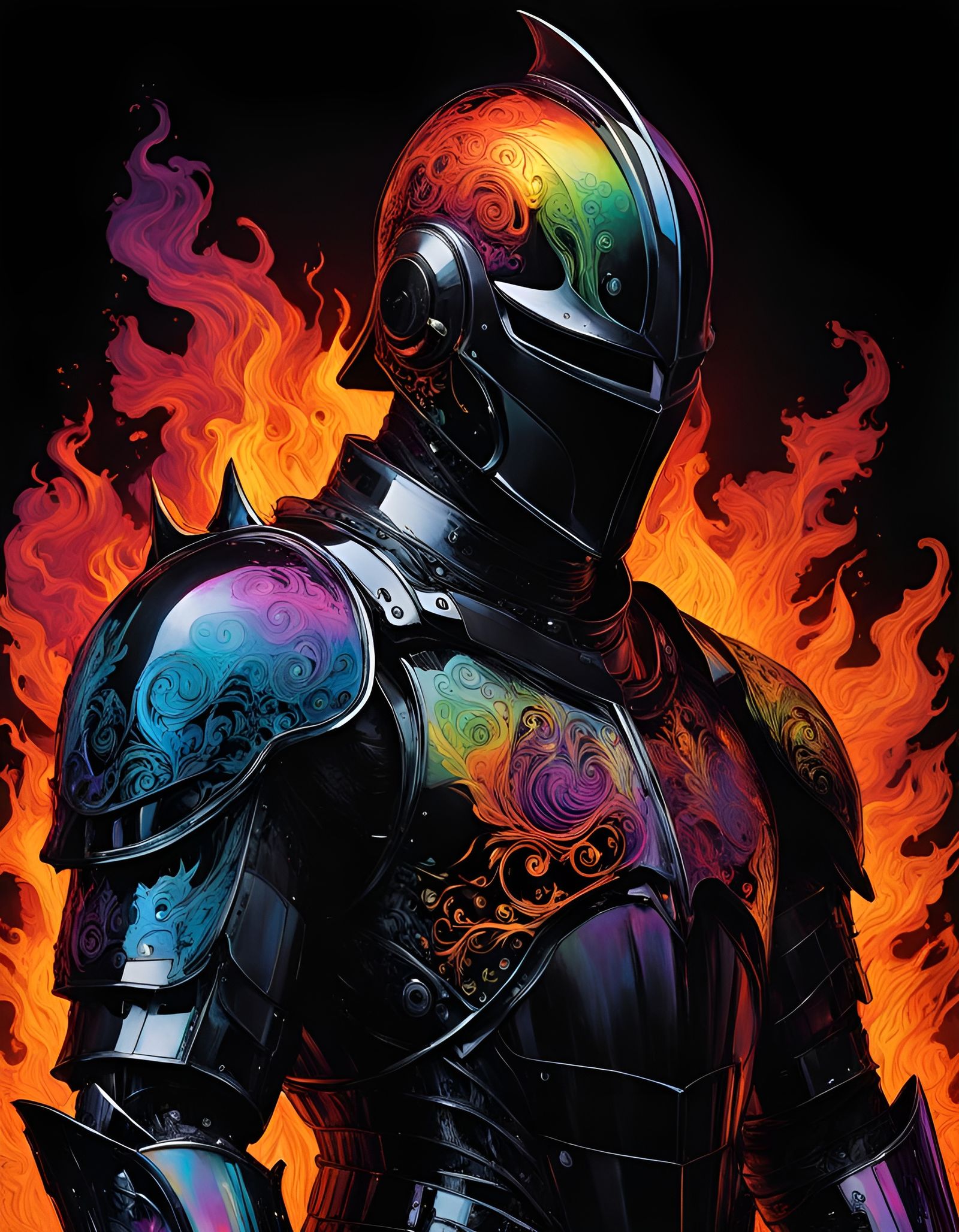 Dichroic Knight of Void Shadows in Detailed Armor