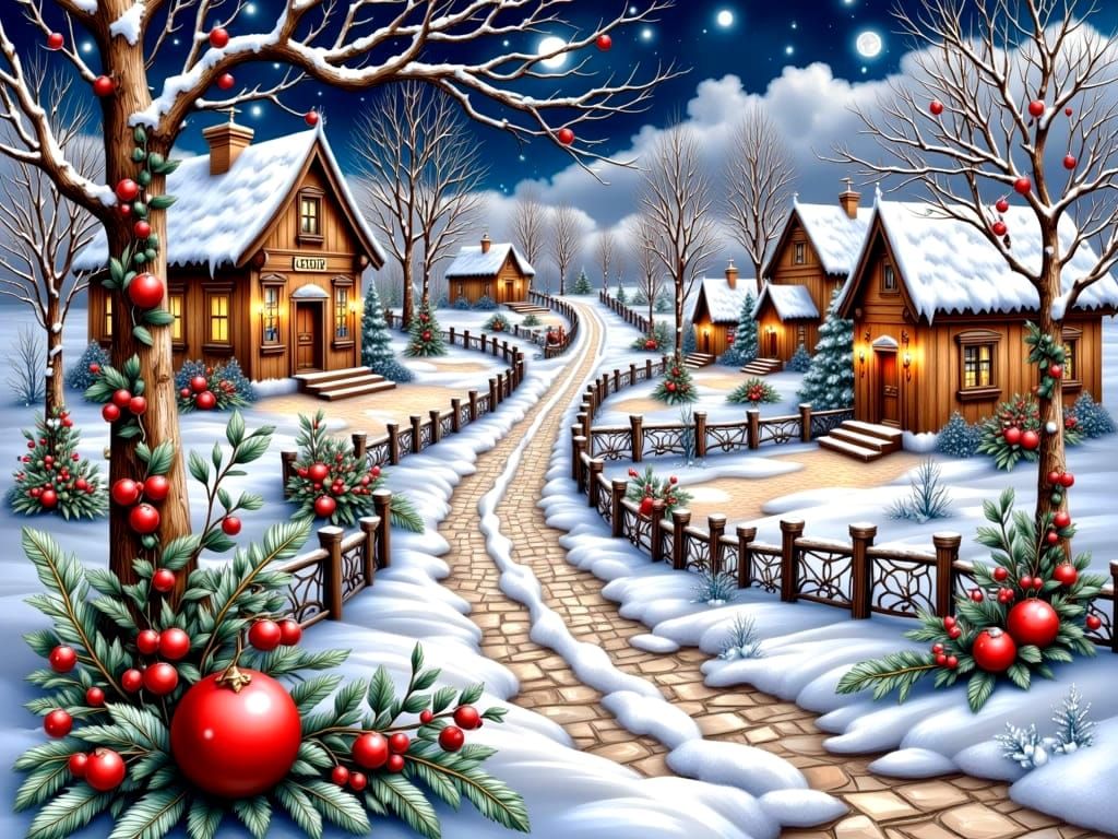 Winter: Houses on the hill