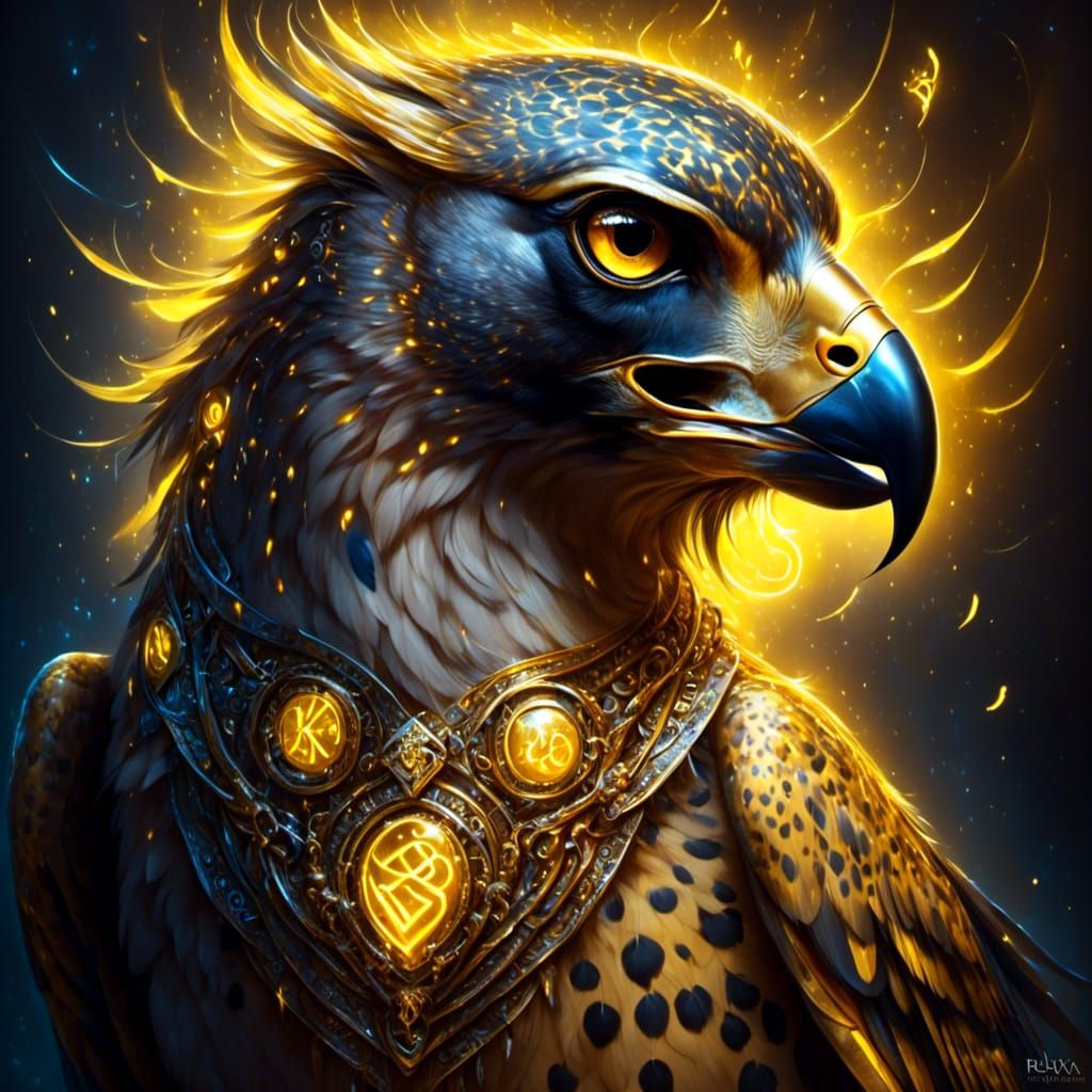 Hybrid Creature: Horse, Falcon, Cheetah with Runes