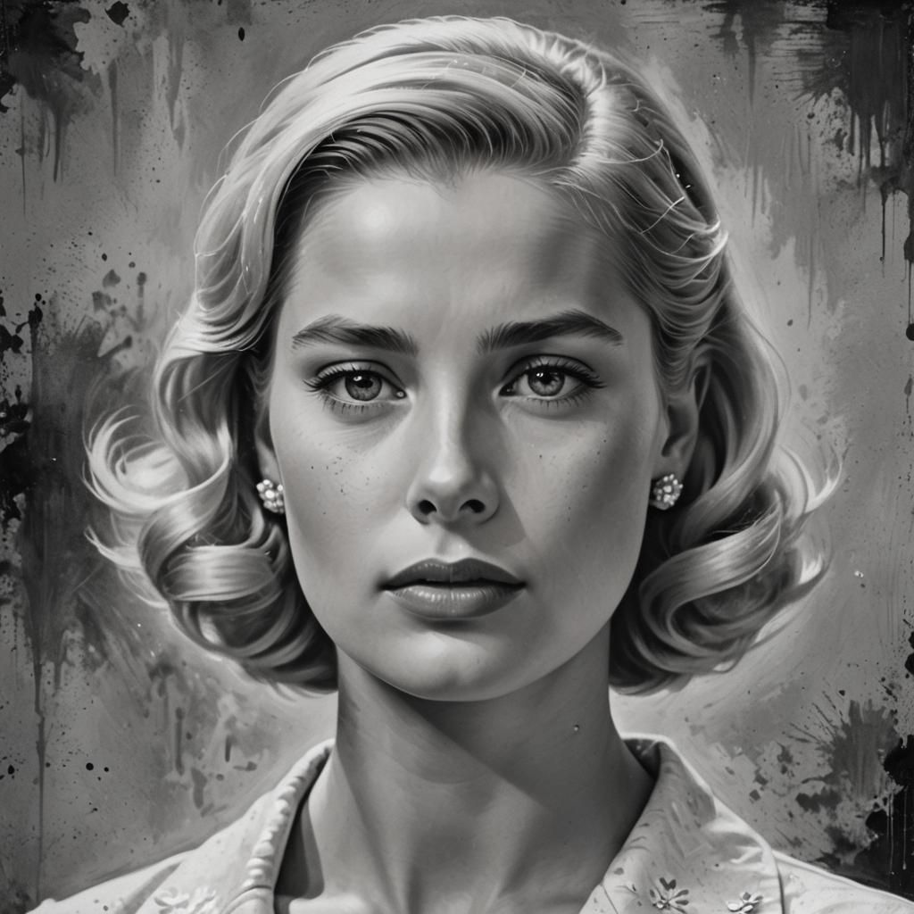 Portrait of the face of Grace Kelly blond
hair ,who is looki...