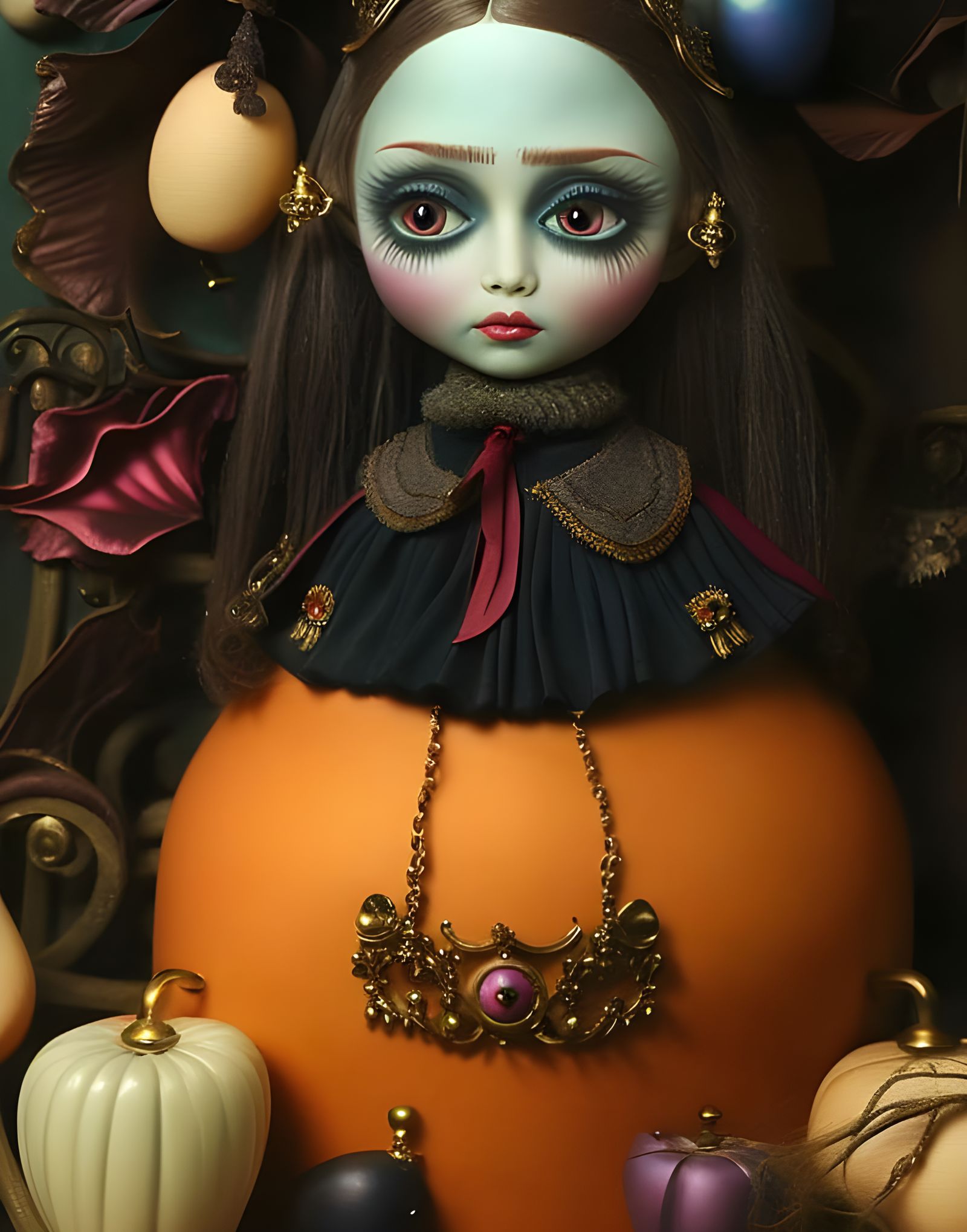 Surreal Witch Doll Portrait in Matte Painting Style