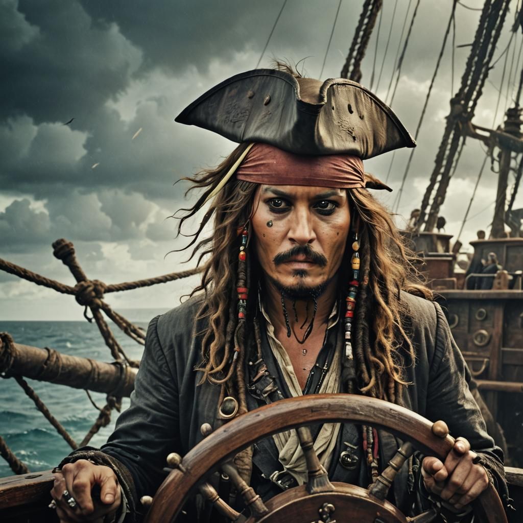 Captain Jack Sparrow/Johnny Depp at the helm (series)