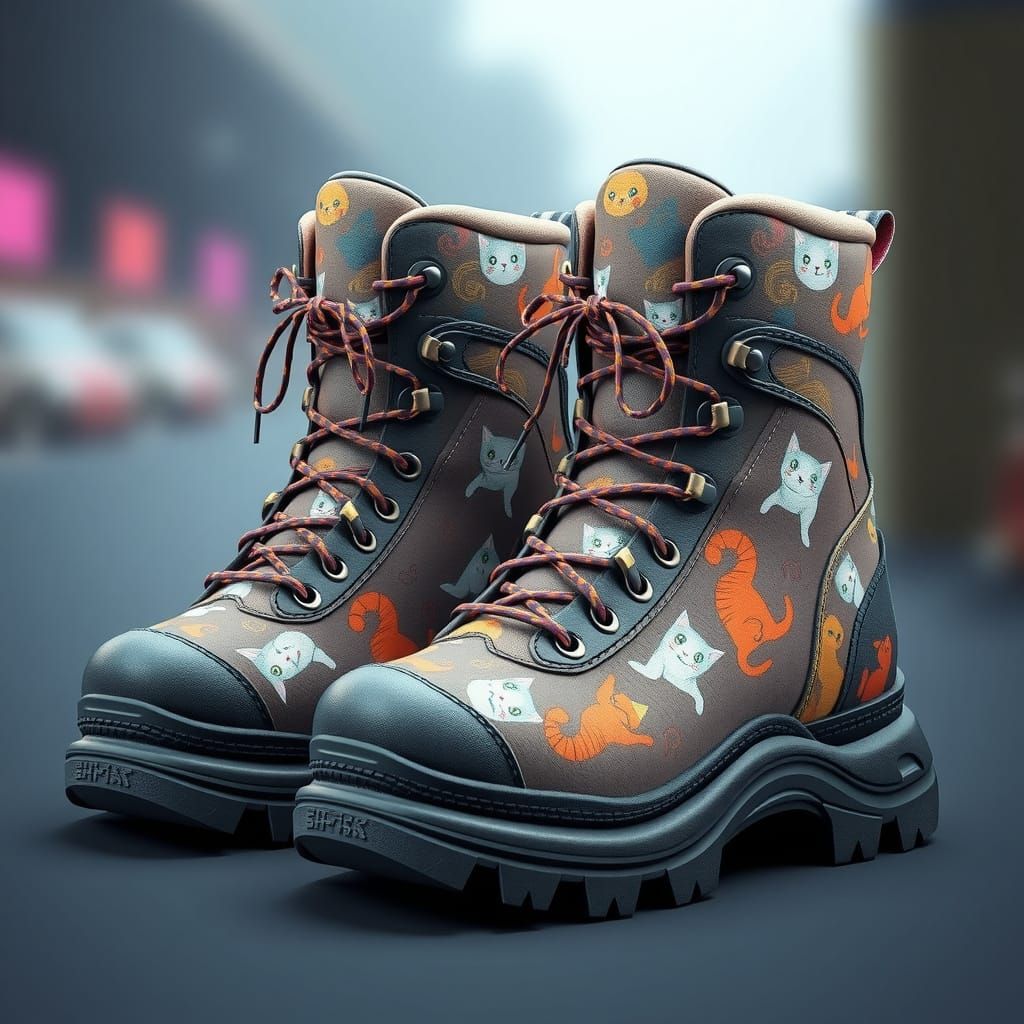 Vibrant Platform Trekking Boots in Whimsical Kawaii Anime St...