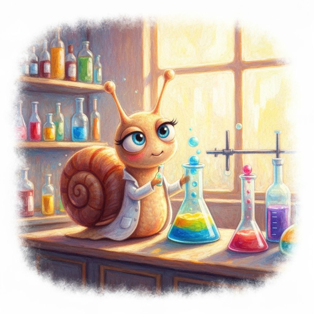 Chibi Snail Scientist: Felt Impressionistic Illustration