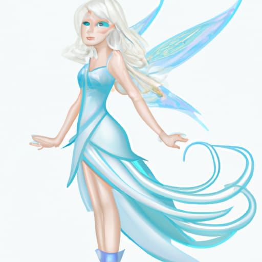 Blonde Fairy with Silver Wings in Art Nouveau Style