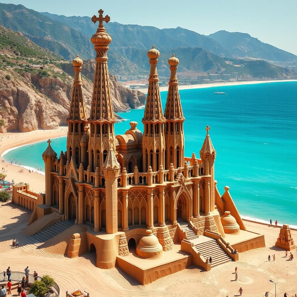 Gaudí-Inspired Sand Castle on Barceloneta Beach