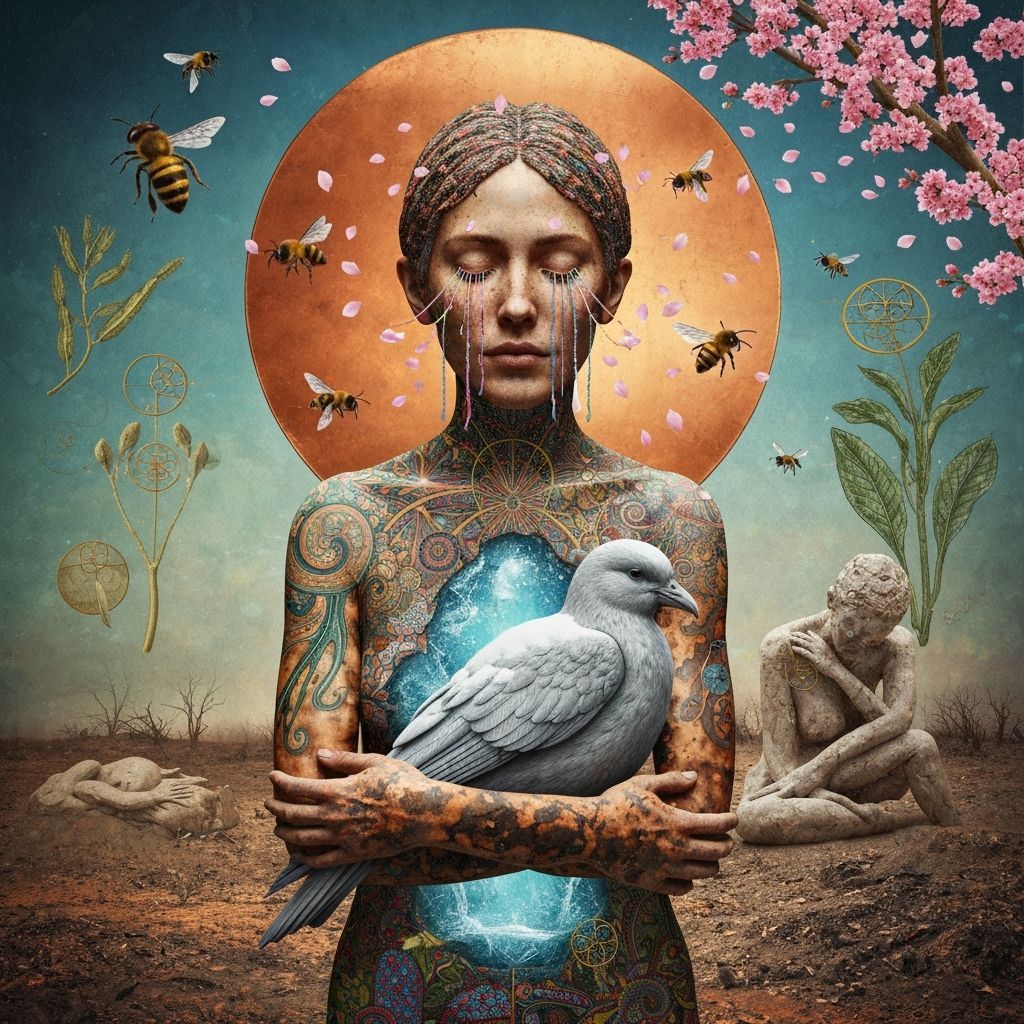 Mystical Bio Art Collage of Rebel in Moonlit Forest