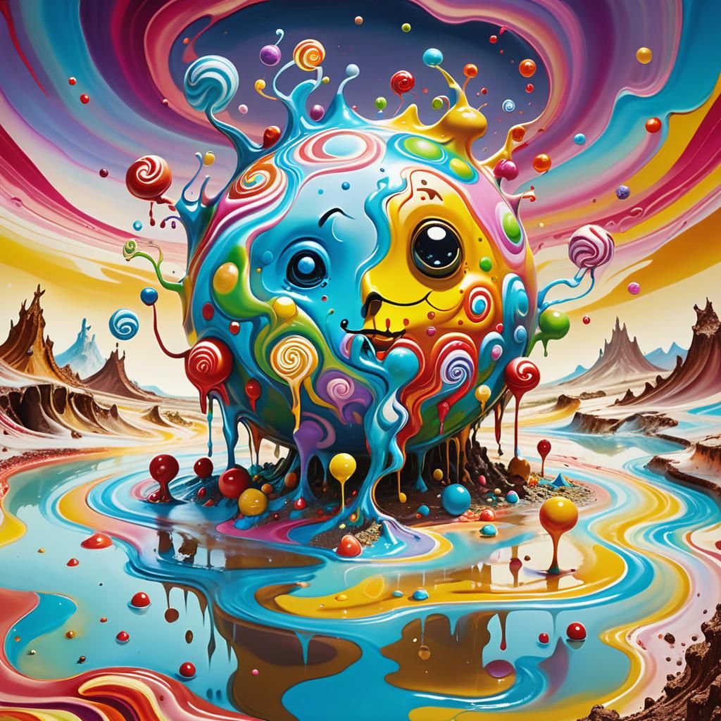 Earth Elemental Dancing in Candyland, Digital Illustration