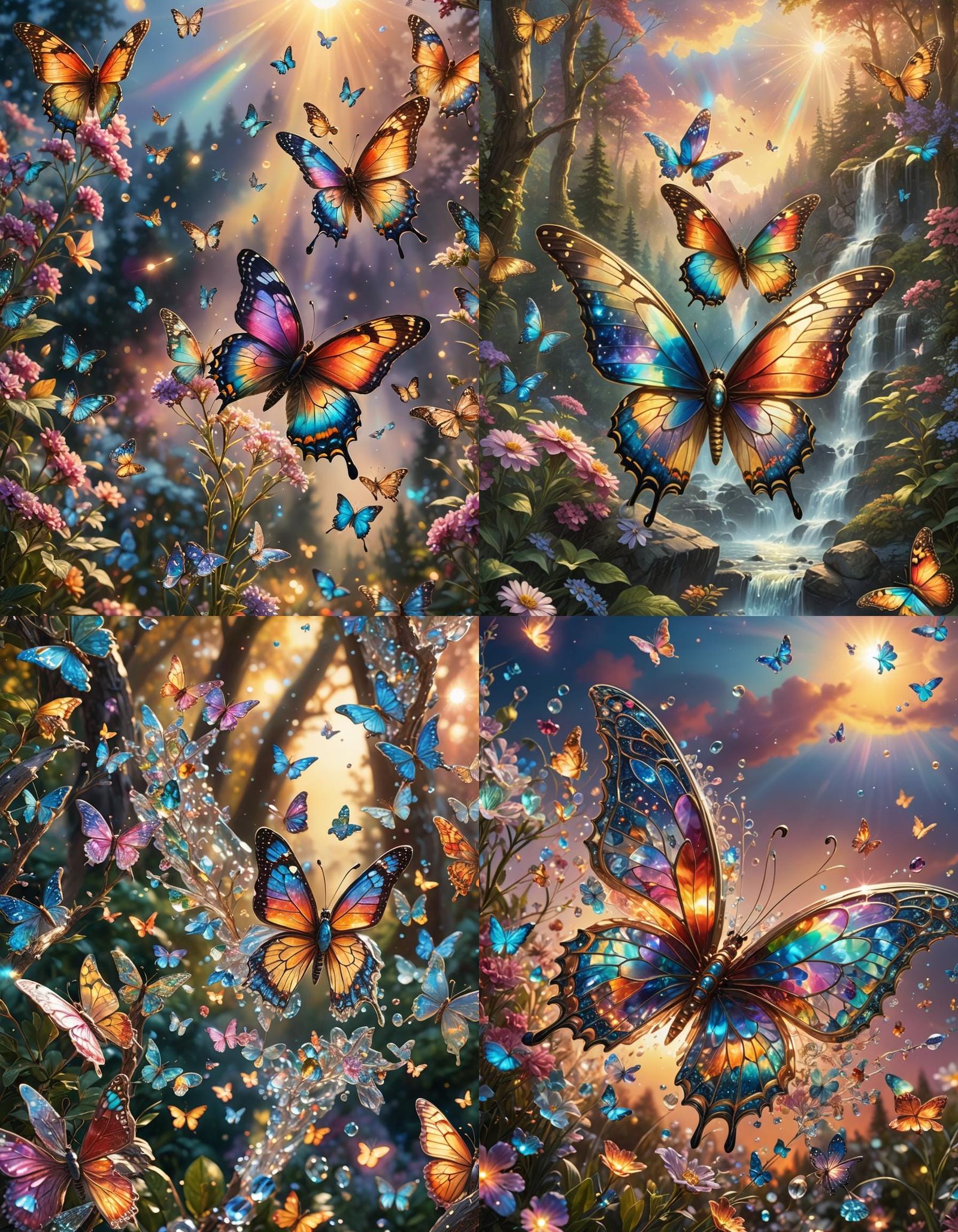 Crystal Butterfly with Miniature Worlds, Digital Art