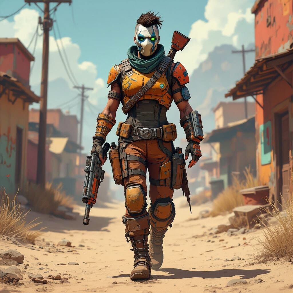 Borderlands Character in Fyrestone, Cel-Shaded Comic Style
