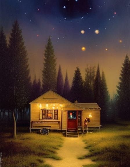 CAMPER IN THE WOODS