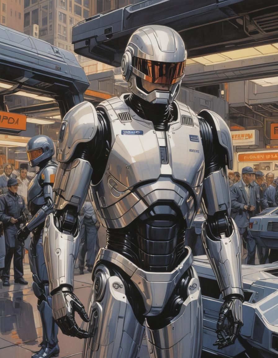 RoboCop in Retro-Futuristic Style