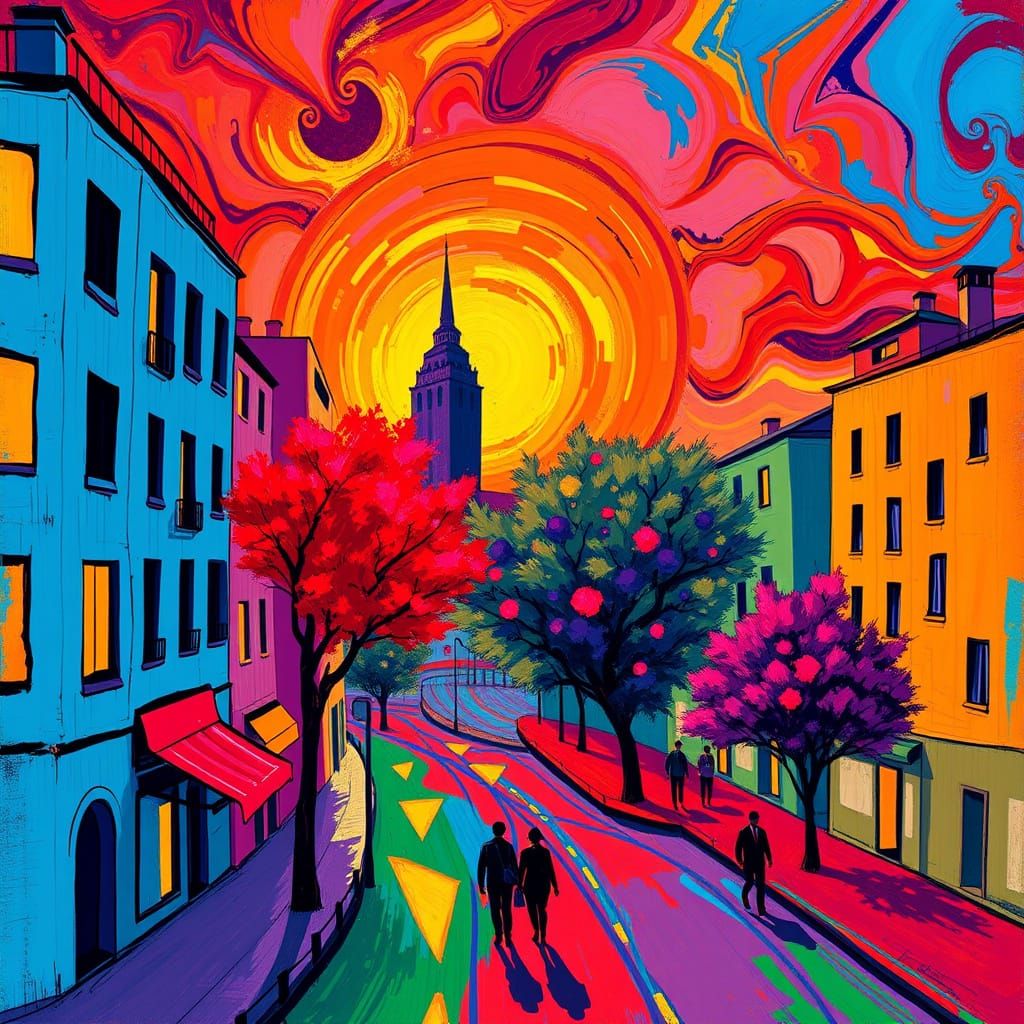 Vibrant Fauvist Cityscape in Expressive Brushstrokes