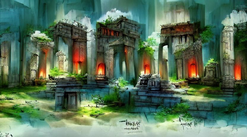Mysterious Temple Ruins Concept Art