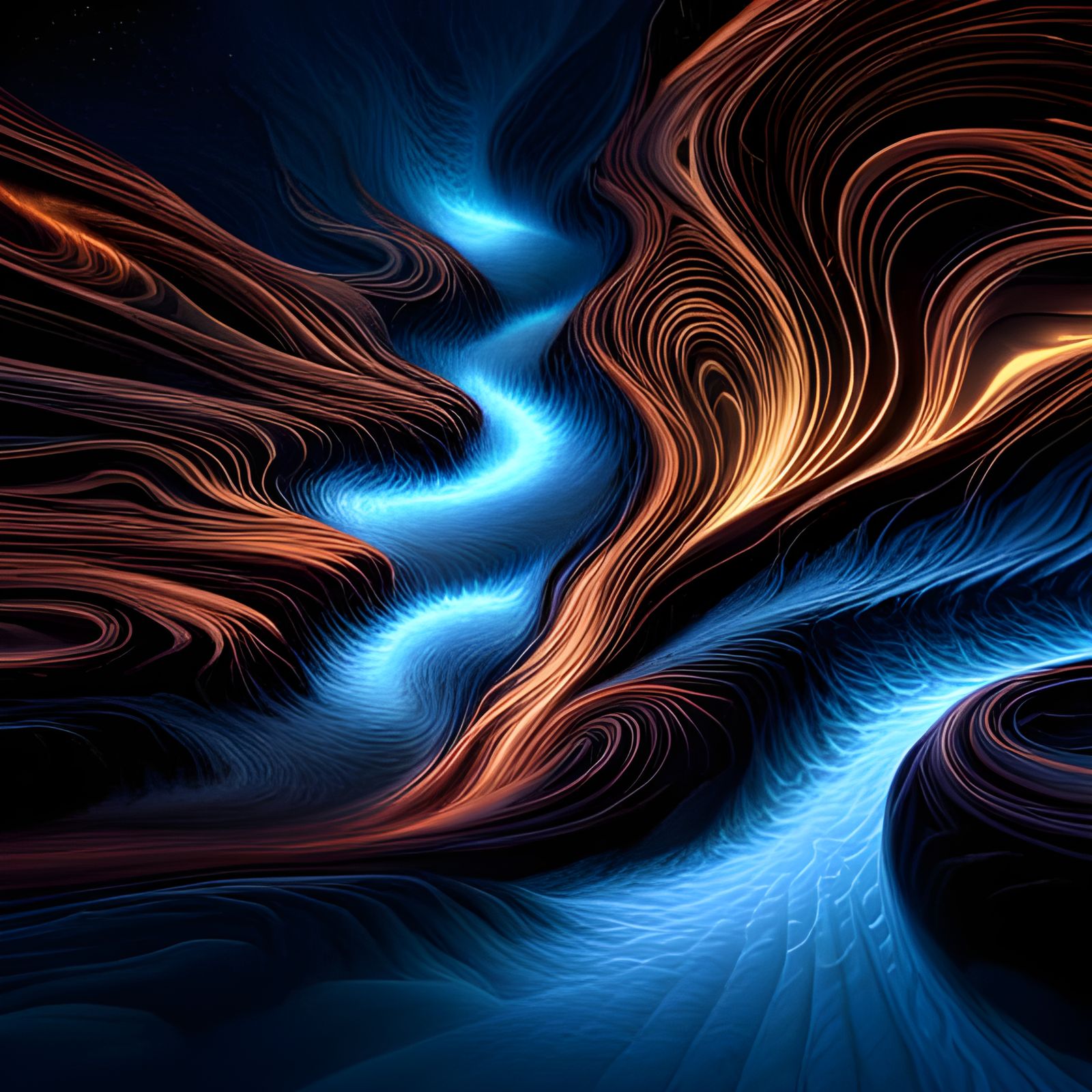Bioluminescent Stars in Fractal Vortexes: 8K Art