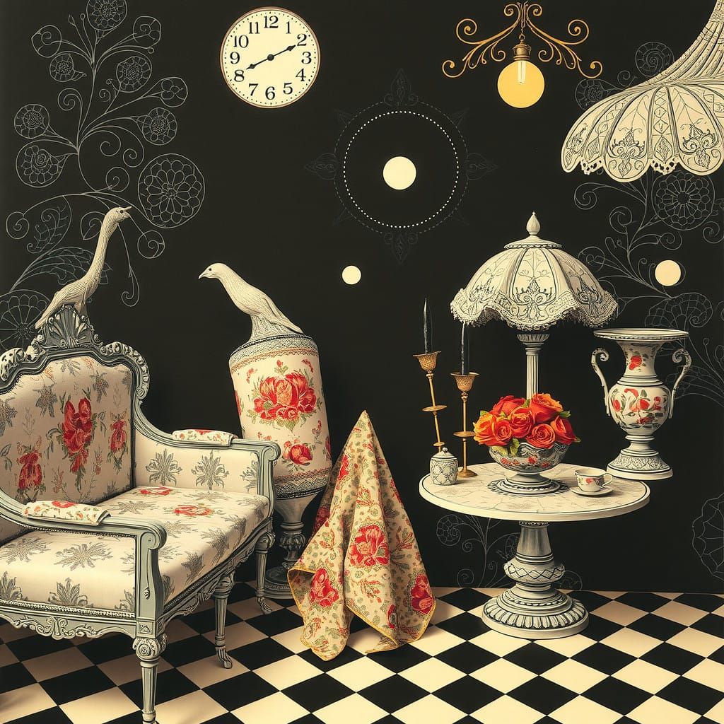 Bold Italian Style Fornasetti-Inspired Artwork