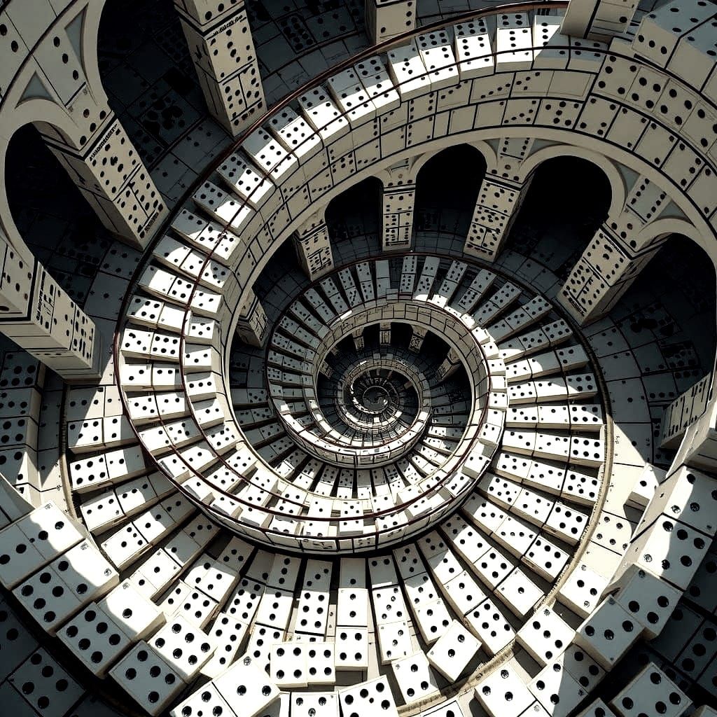 Endless Domino Staircase: Aerial View