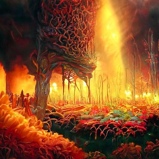 Inferno Forest: Ethereal Fantasy in Digital Art
