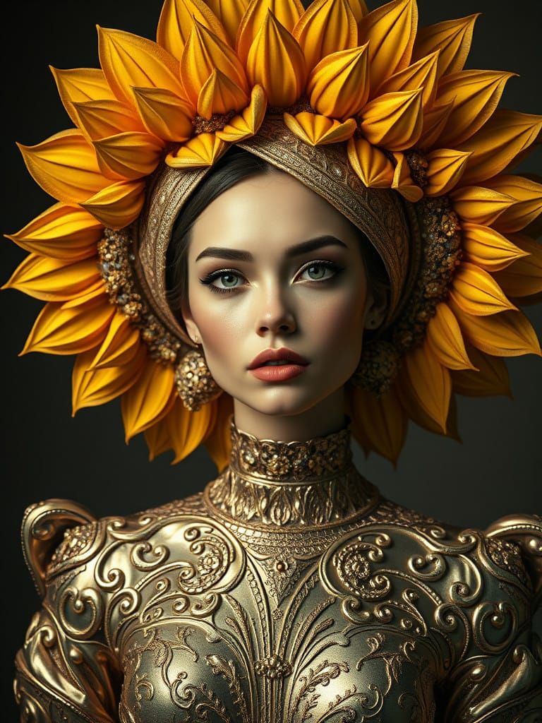 Ethereal Goddess in Metallic Splendor