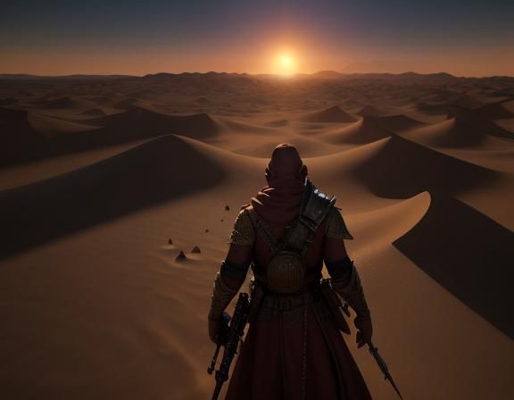 Bullywug Spellcaster in Desert, 3D Game Cinematic