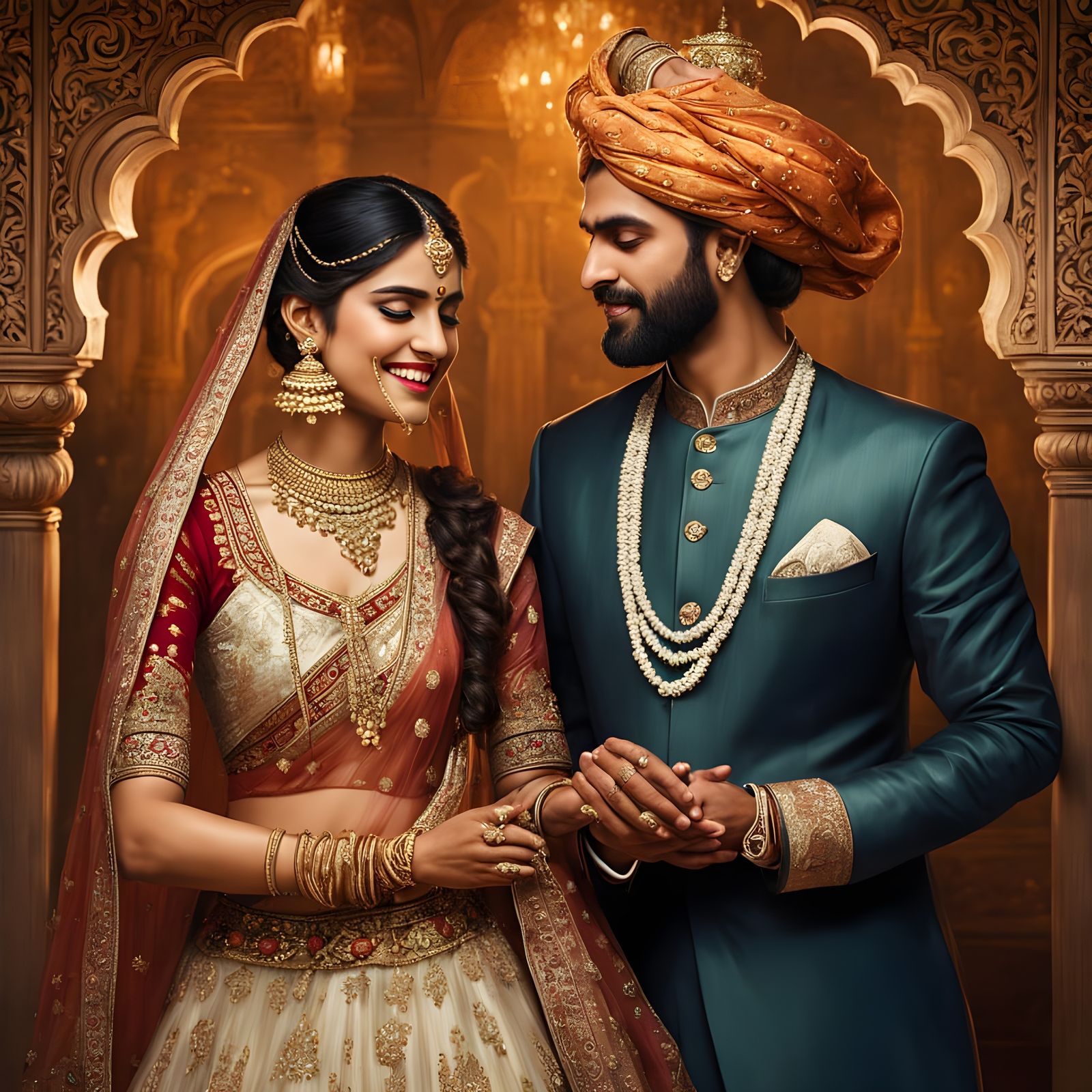 Indian Lovers Greet in Traditional Style