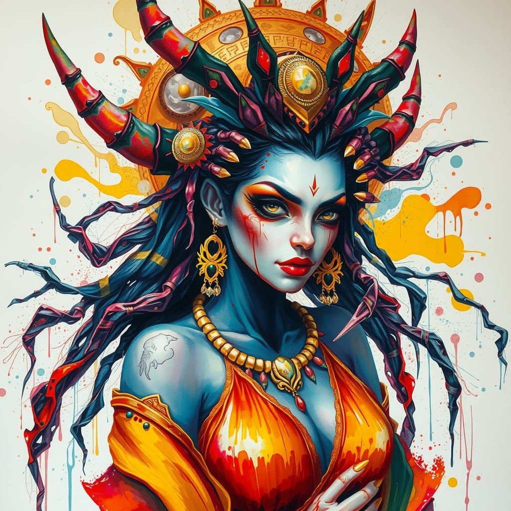 Goddess of Seduction in Dreamlike Oil Painting