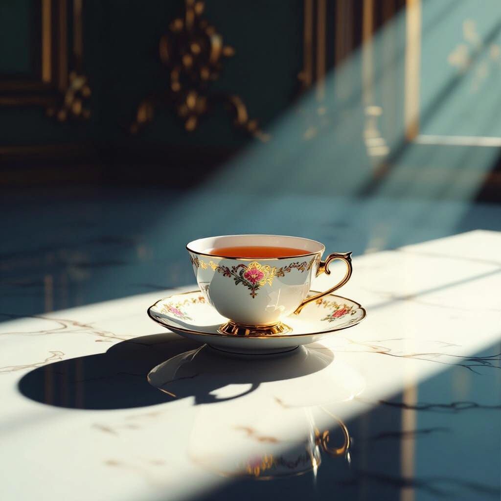 Teacup Shadow: Detailed Matte Painting in 8k