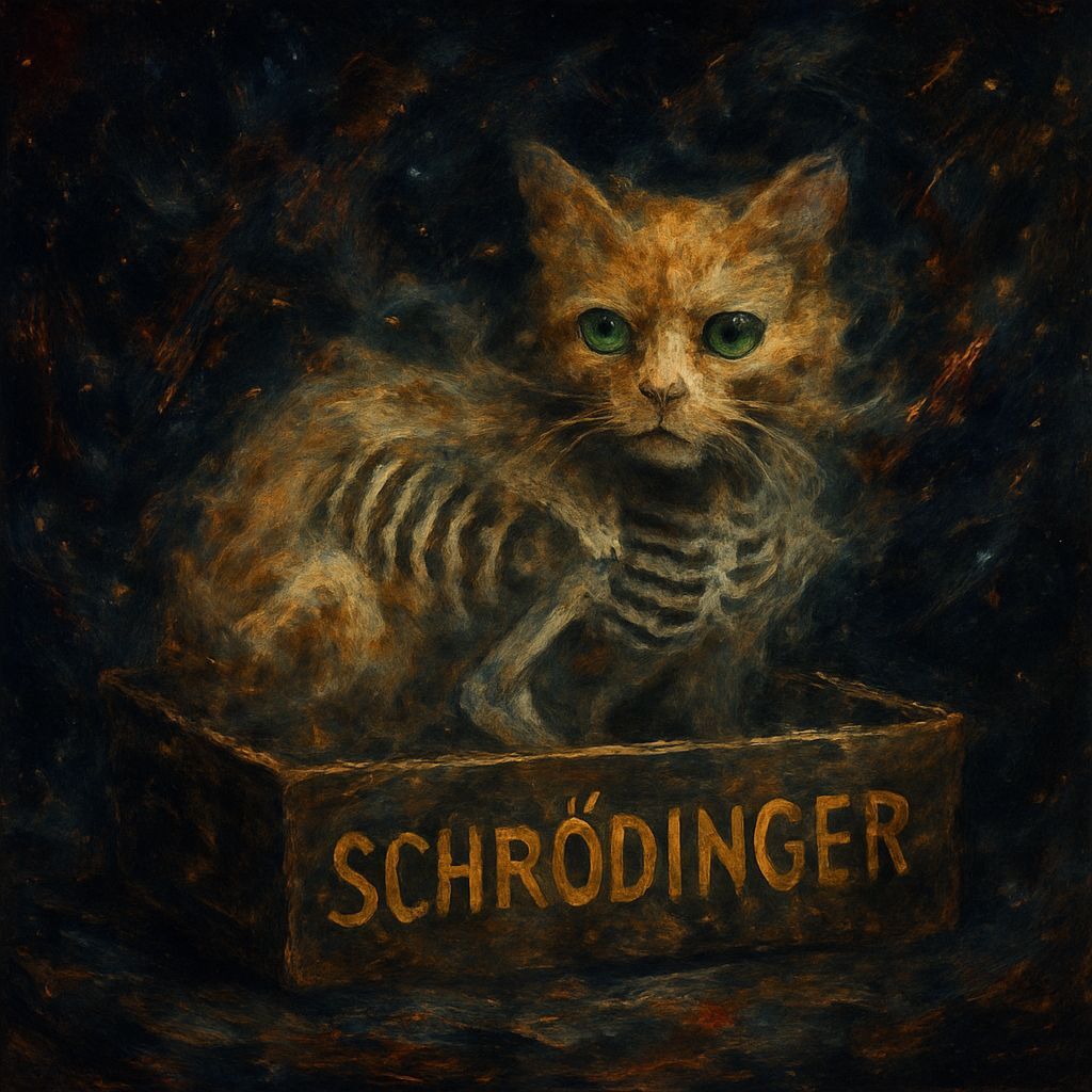 Abstract Oil Painting of Schrodinger's Cat