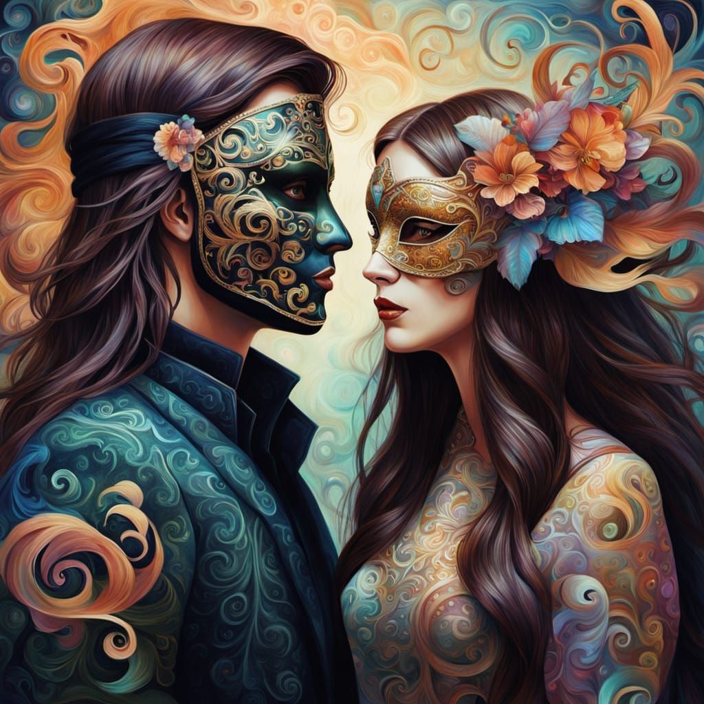 Girl in Venetian Mask Surreal Fantasy Art