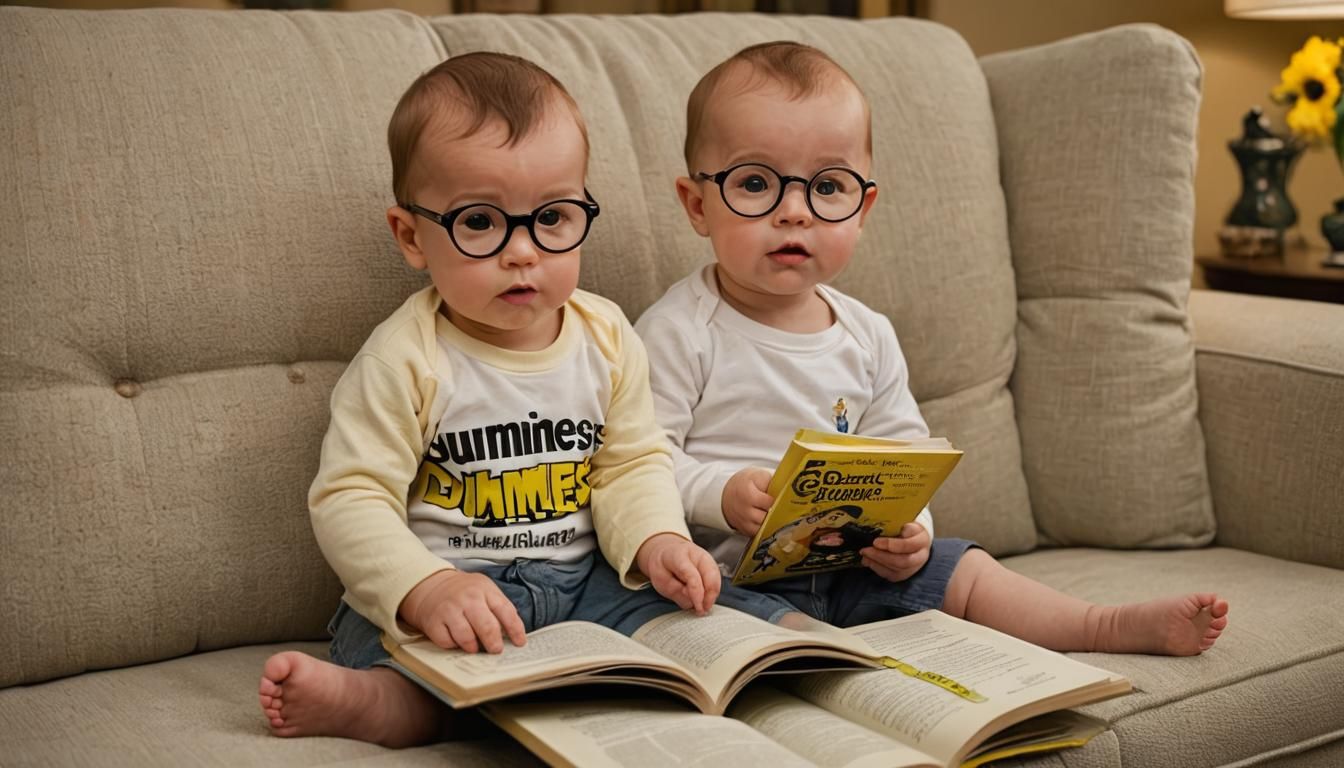 Baby Reads 'Genuineness for Dummies' in Cozy Setting
