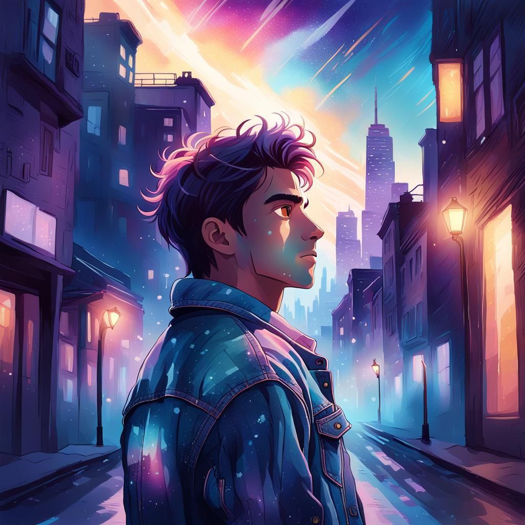 Ethereal Cityscape: Hopeful Gaze in Digital Art