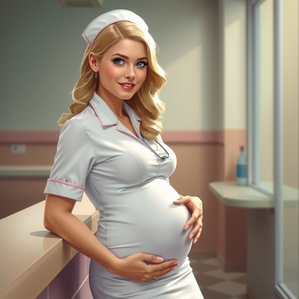 Elegant Art Nouveau Nurse with a Growing Family