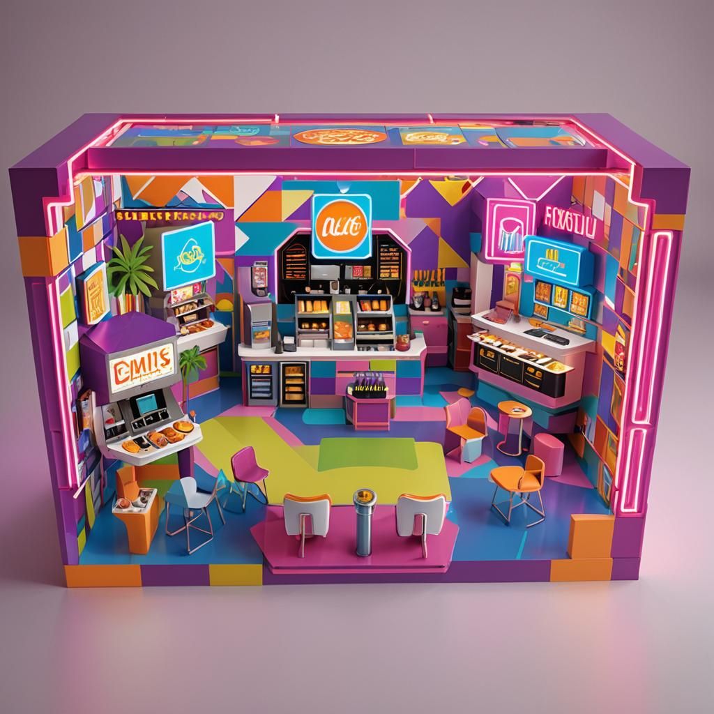 Neon Fast Food Playset: Futuristic Play Space