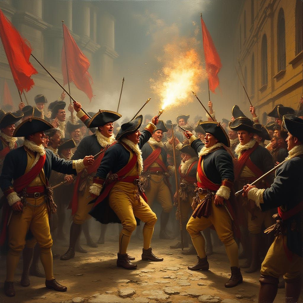 French Revolutionaries Storming the Bastille: A Neoclassical...