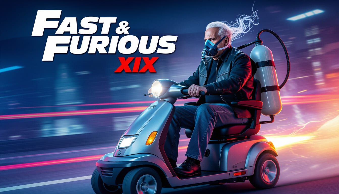 Elderly Dom Toretto Races on Mobility Scooter in Fast & Furi...