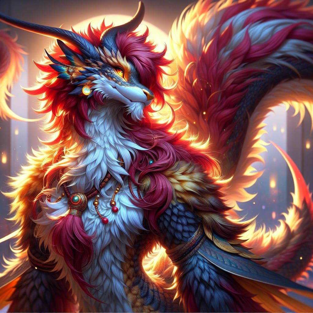 Anime Dragon with Furry Features in 8k