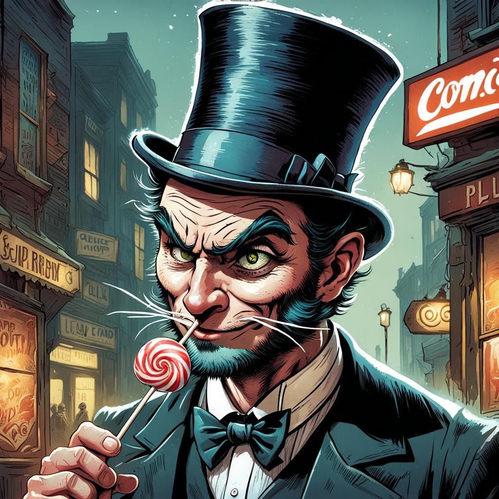 Sour Young Man with Cat Whiskers, Comic Book Art