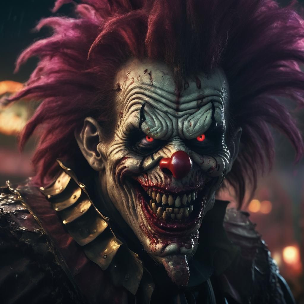 Monstrous Zorro Clown in Stormy Carnival